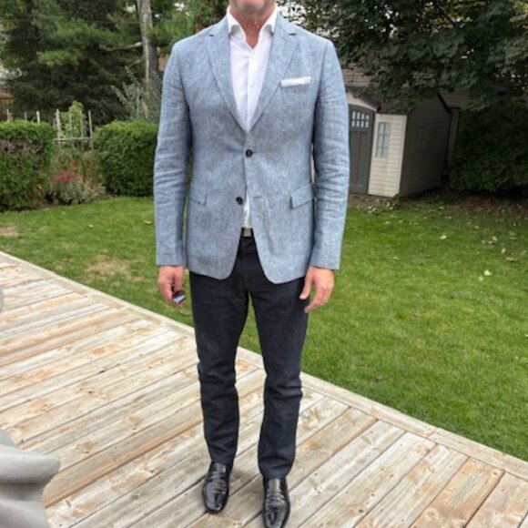 Z Zegna Linen Sport Jacket Size 40R Light Blue - Picture 1 of 10